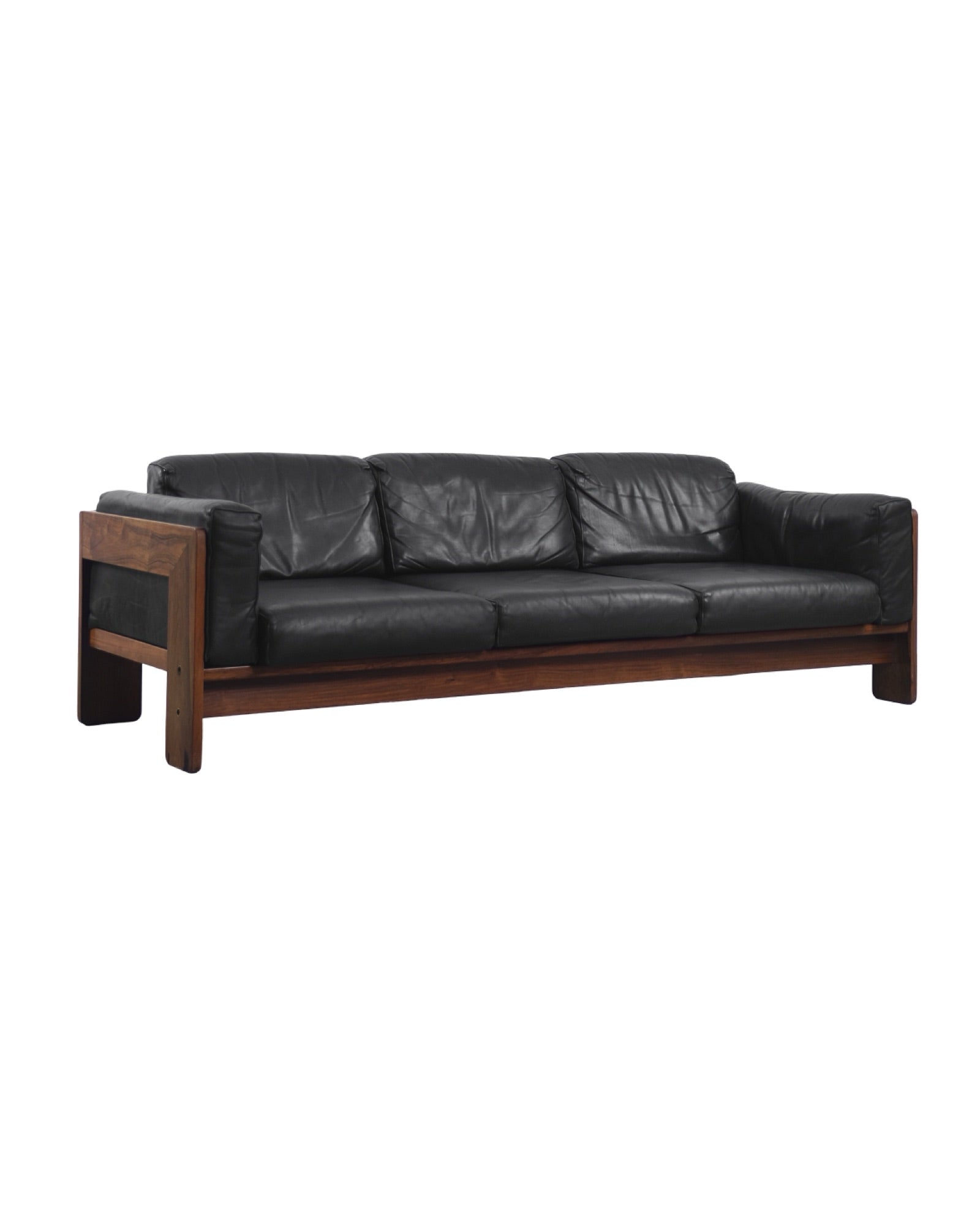 BASTIANO black leather three-seater