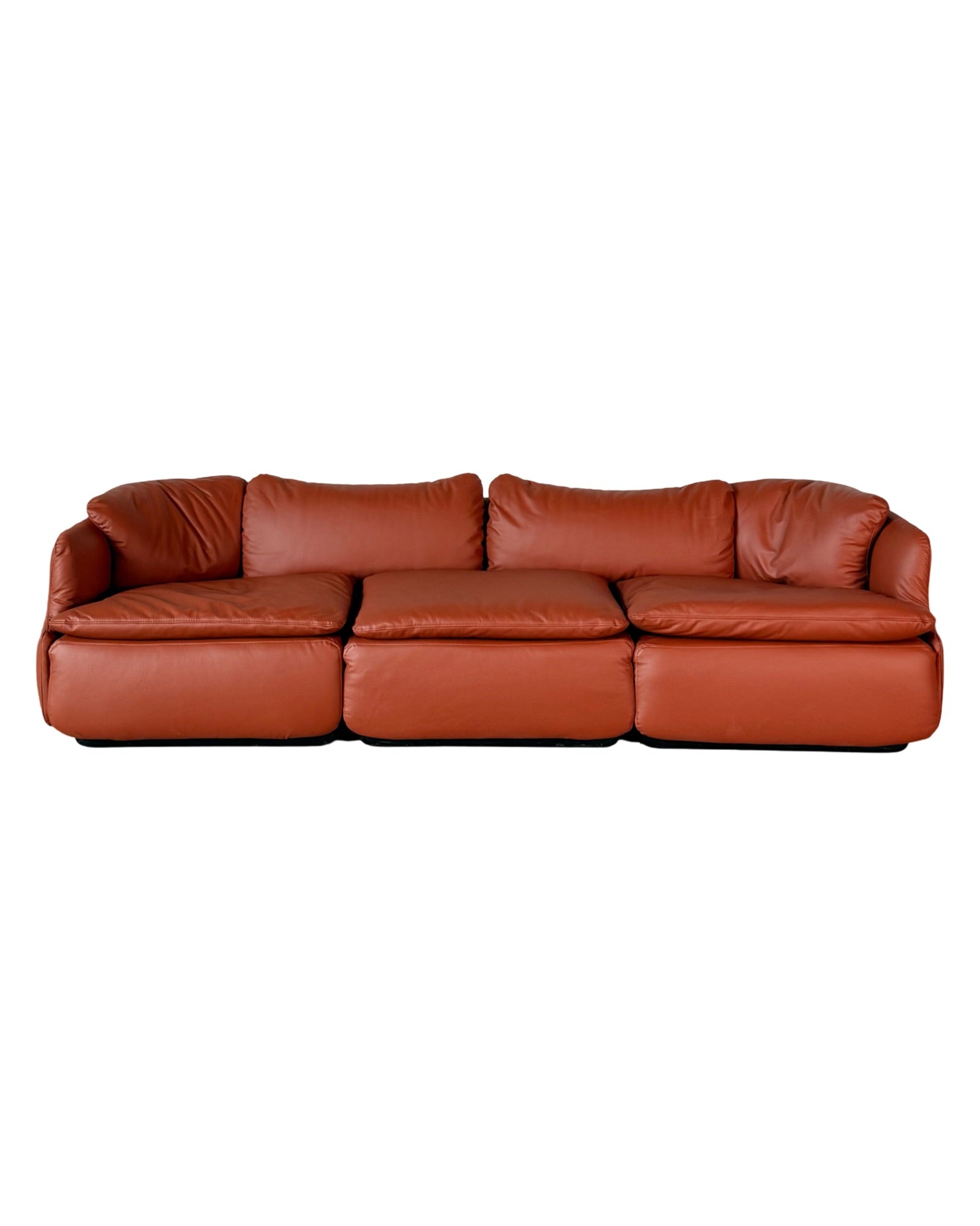 CONFIDENTIAL terracotta brown leather sofa