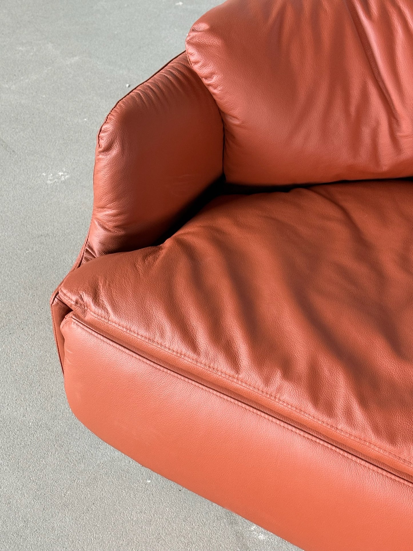 CONFIDENTIAL terracotta brown leather sofa