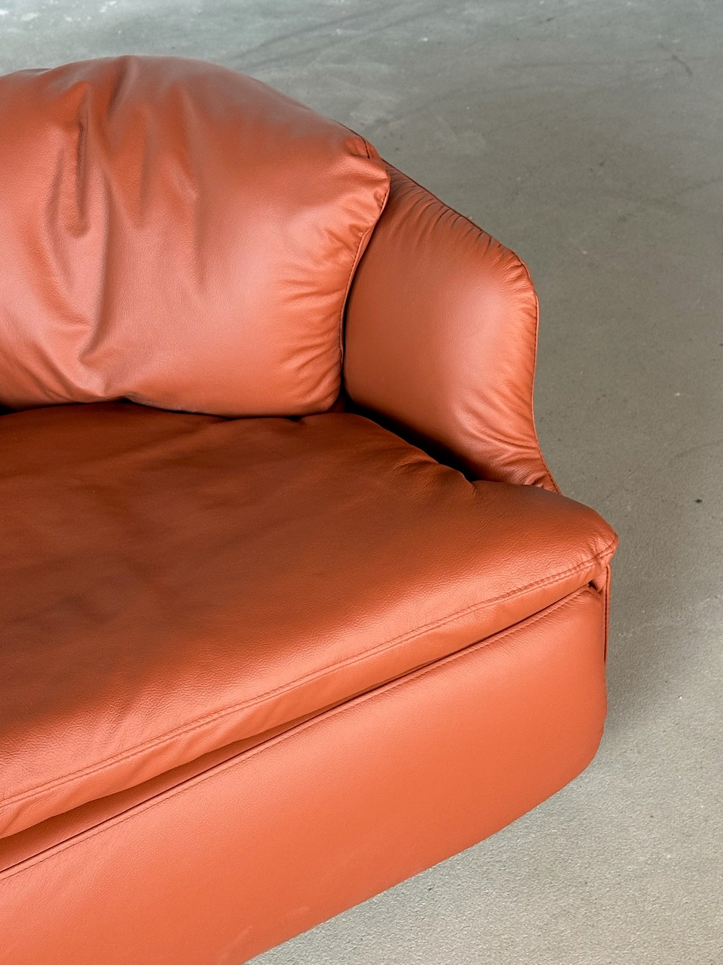CONFIDENTIAL terracotta brown leather sofa