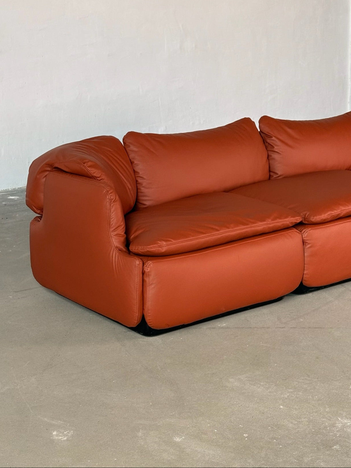 CONFIDENTIAL terracotta brown leather sofa – Balba NYC