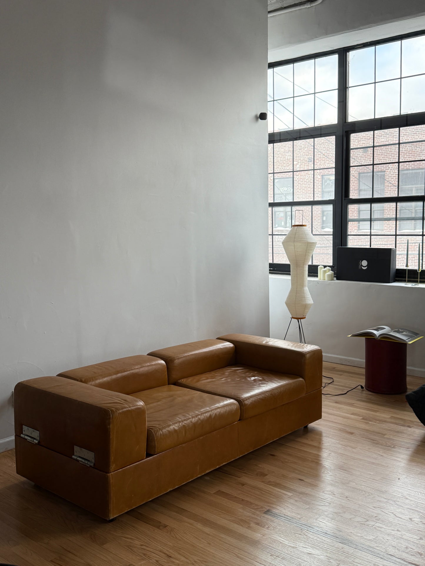 Tito Agnoli caramel leather daybed sofa, 1960s