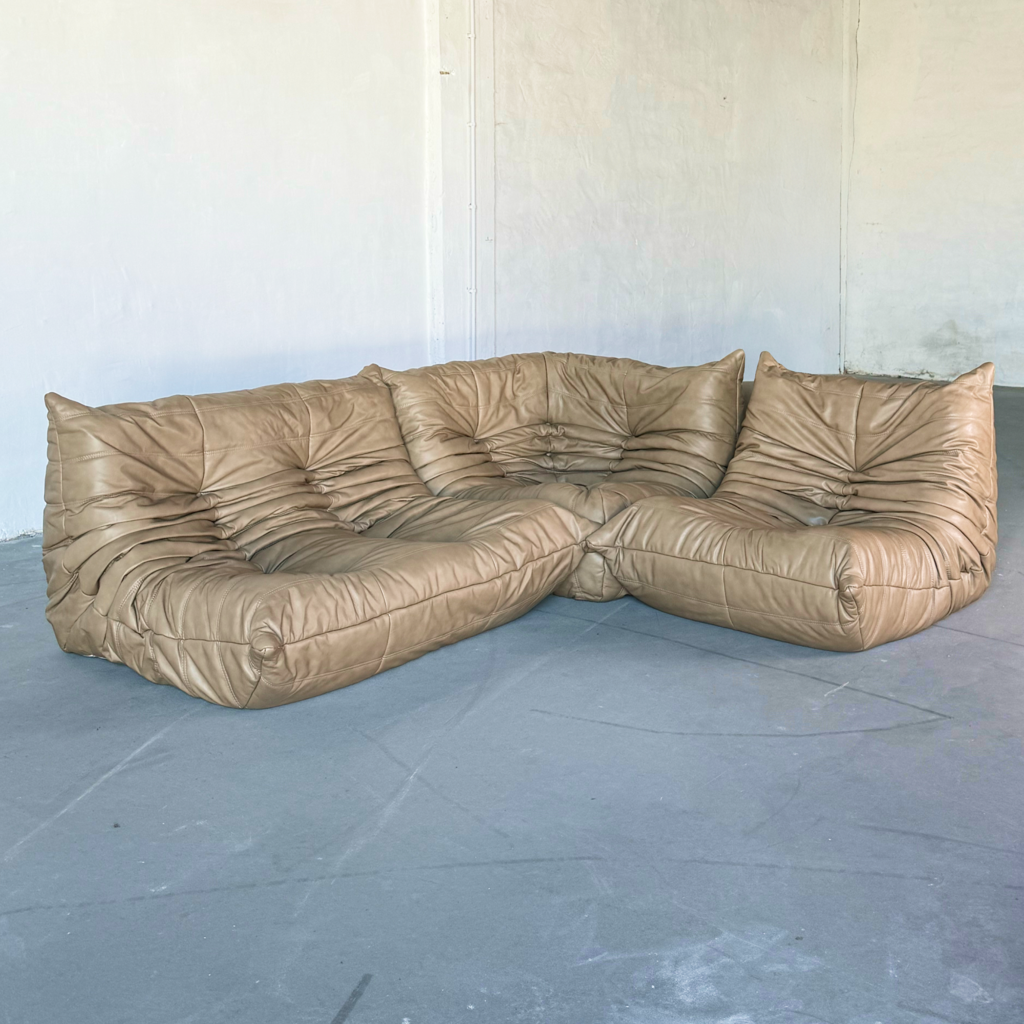 TOGO sand beige leather set of 3