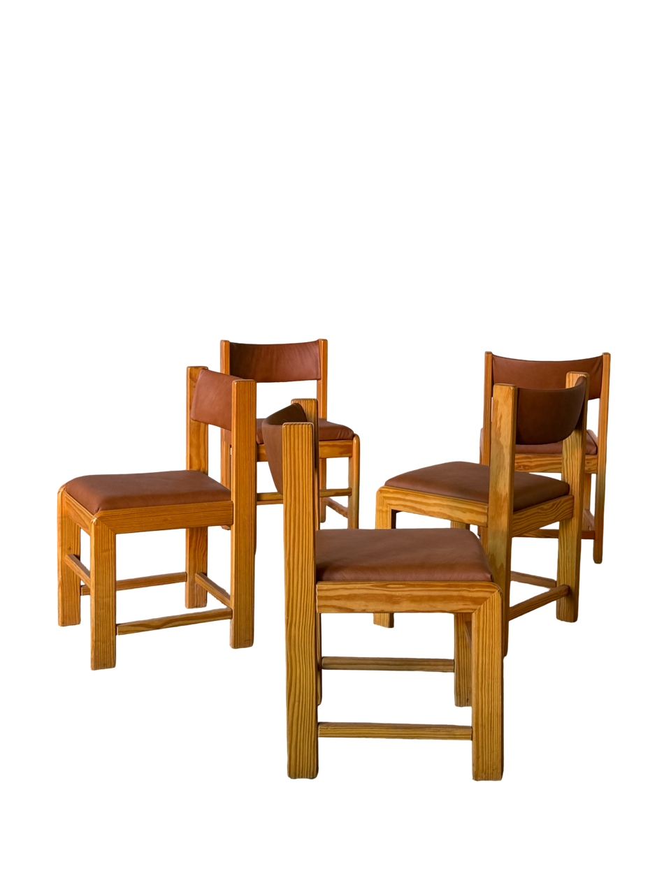 Wooden brown leather dinning chairs