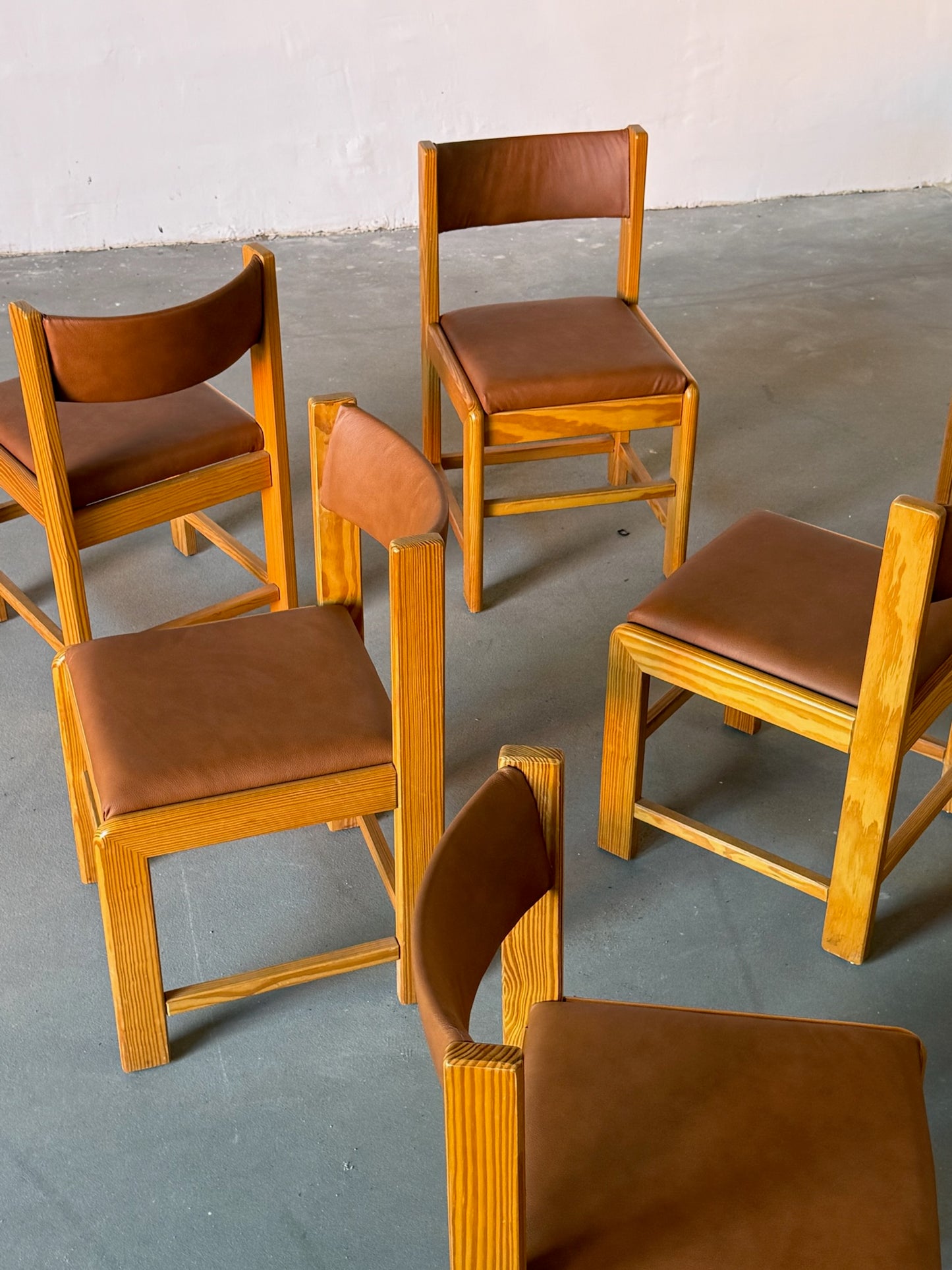 Wooden brown leather dinning chairs